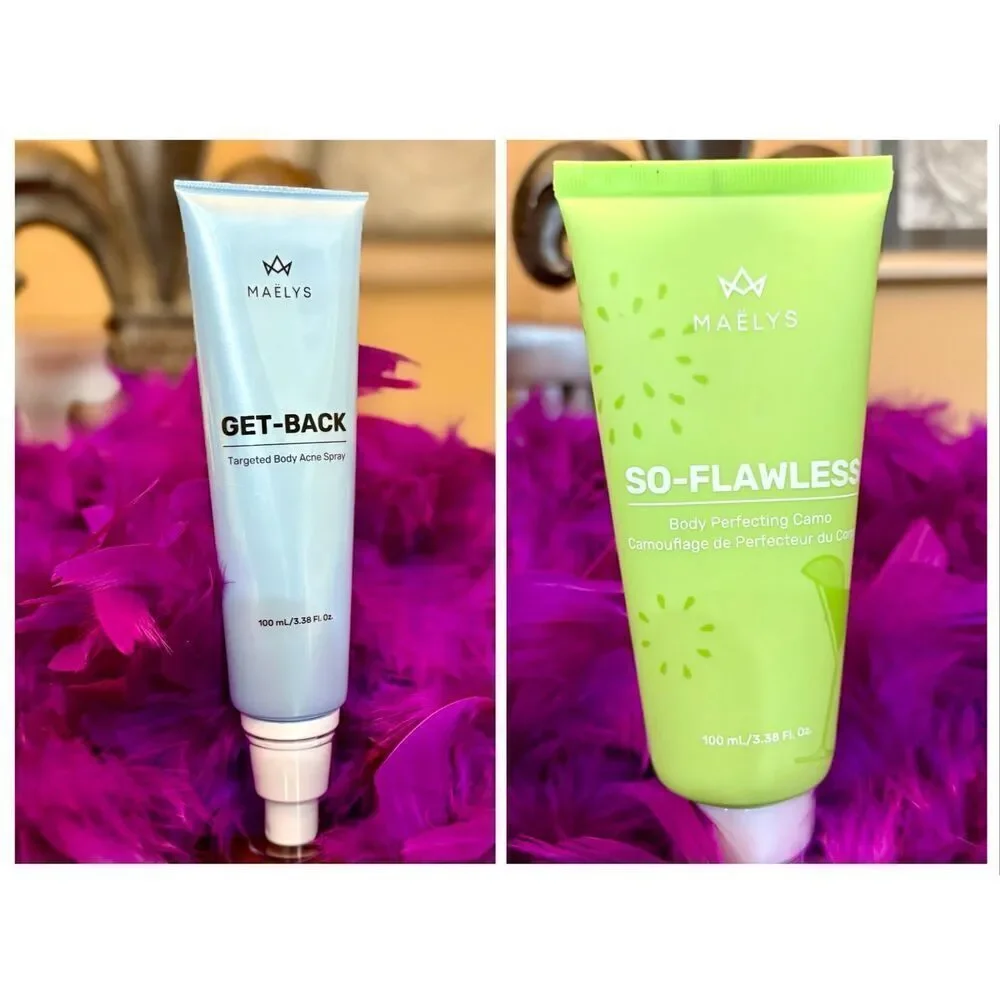 MAELYS-Cosmetic/Travel Bag+GET-BACK Body Acne Spray+So-Flawless Perfecting Cream